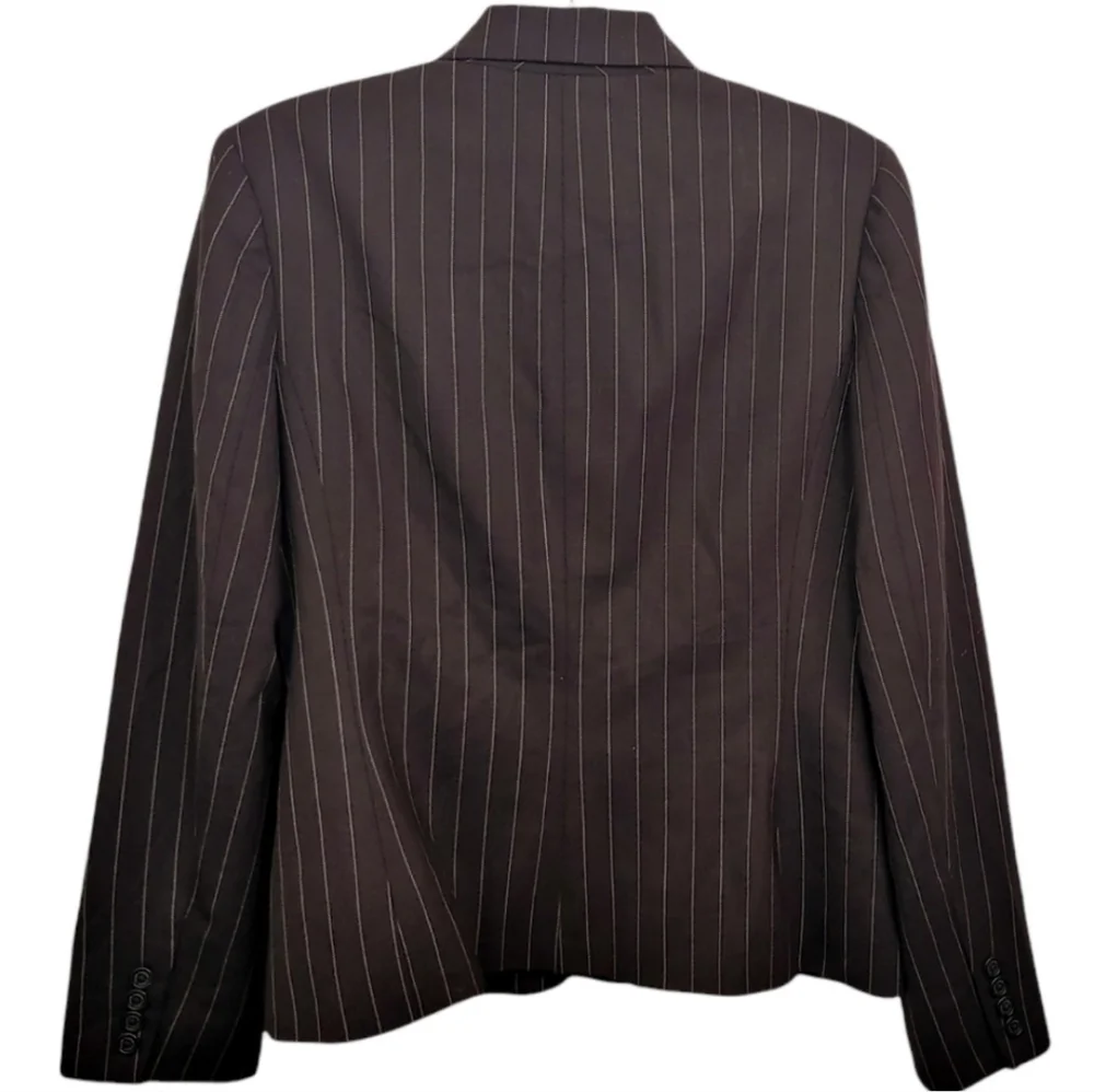 Lauren Ralph Lauren Brown Pin Striped Button Up Blazer Women's Size 8 Medium M
